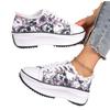 Large size platform casual graffiti canvas shoes spring and autumn new low-top lace-up women's shoes