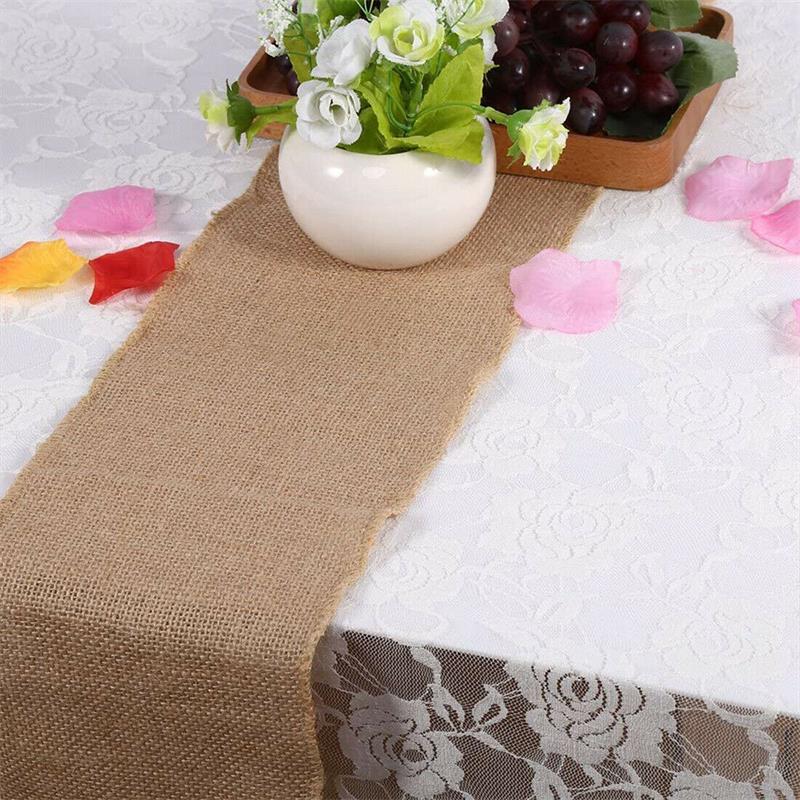 Buy 30*275cm Hessian Table Runners Hessian Roll Fabric Burlap Jute Rustic Wedding at affordable