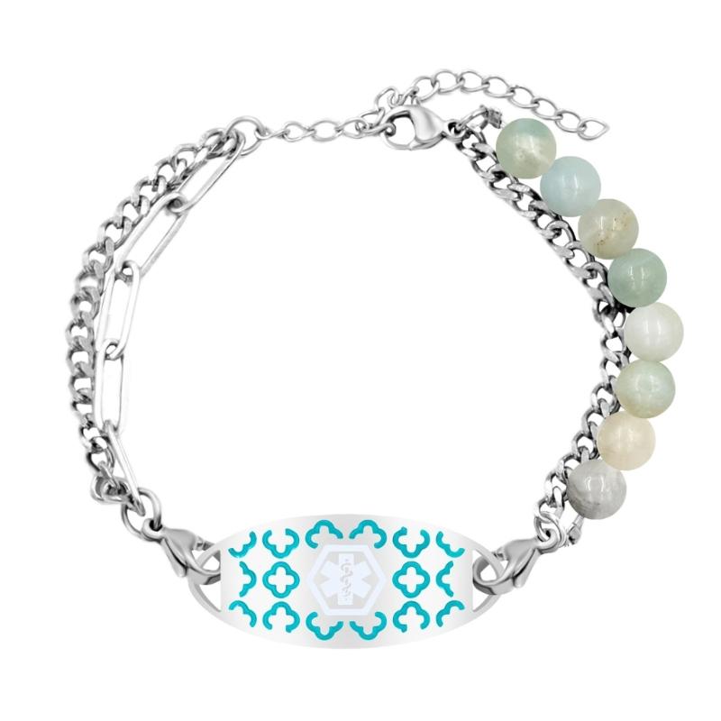 Регулируемый медицинский браслет-идентификатор с гравируемой подвеской, двухслойный браслет из нержавеющей стали, наручное украшение