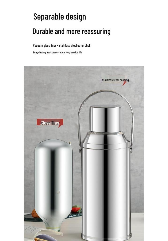 Stainless Steel Electric Kettle and Thermos Flask - Large Capacity, Insulated Water Bottle for Dorm or Home.