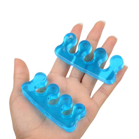 1 Pair Toe Separator for Overlapping Toes, 3-Hole Blue Gel Bunion Corrector, Soft SEBS Foot Spacer for Hallux Valgus, Toe Straightener for Women