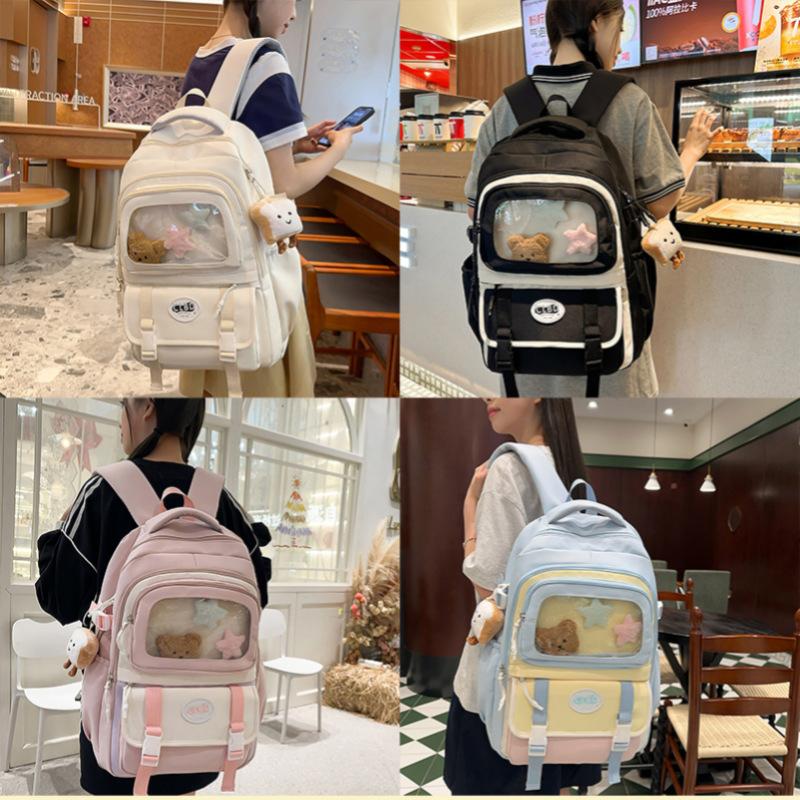 Schoolbag new schoolbag niche design high value three-piece set cute girl backpack large capacity junior high school student backpack