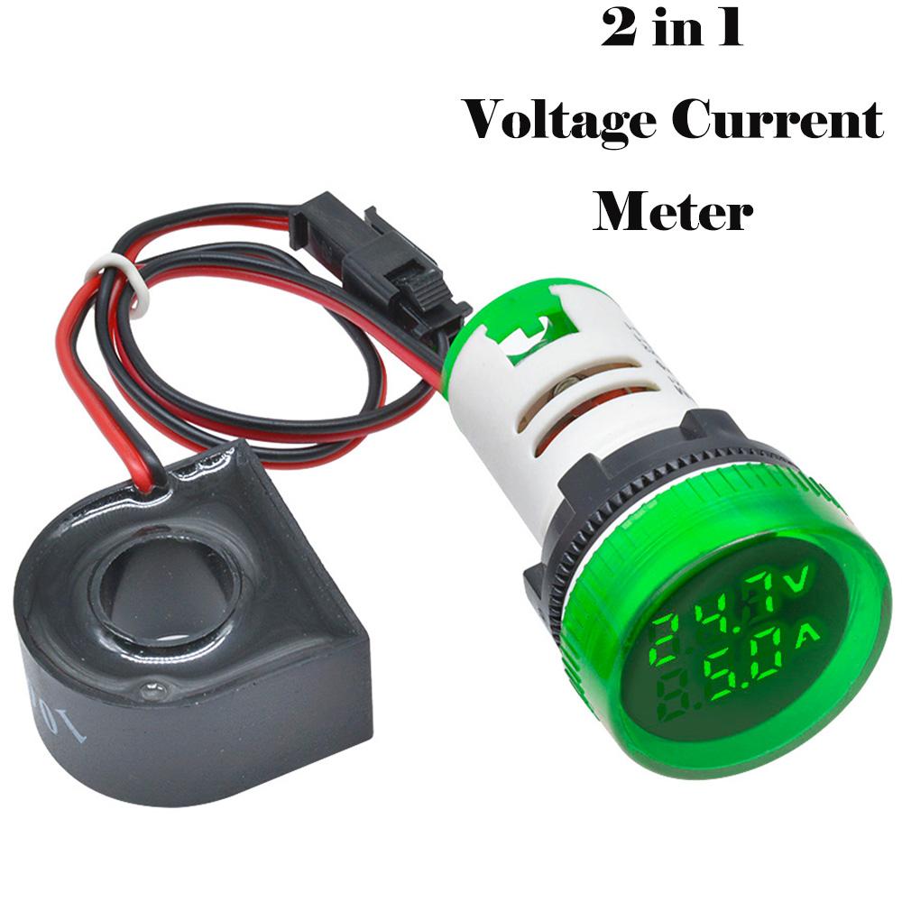 AC 60-500V 110V 220V Ammeter Voltmeter HZ Hertz Frequency Meter 22mm Digital Current Voltage Amp Signal Light LED Lamp Indicator