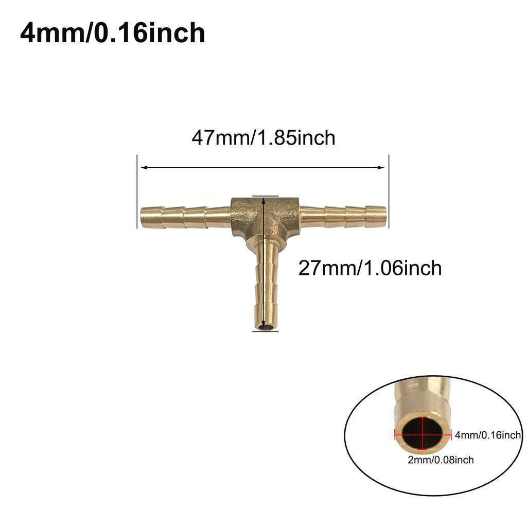 4/5/6/8/10/12/14/19mm Hose Barb Tail Tee 3 Ways Reudcing Brass Pipe Fitting Splitter Coupler Adapter Connector Water Gas Oil