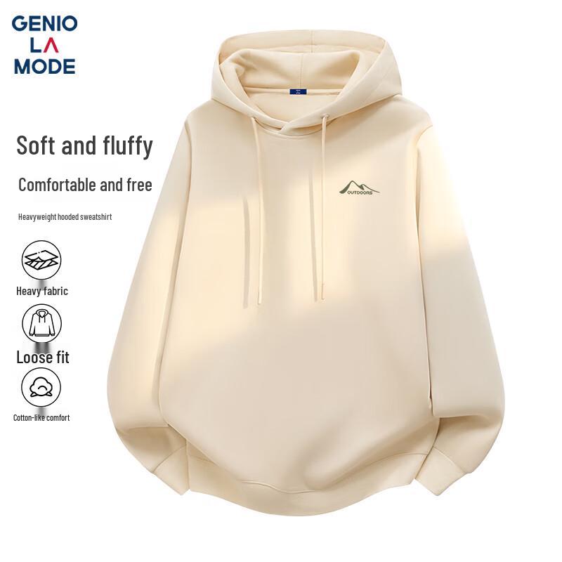 GENIOLAMODE Men's Heavyweight Loose Fit Hooded Sweatshirt
