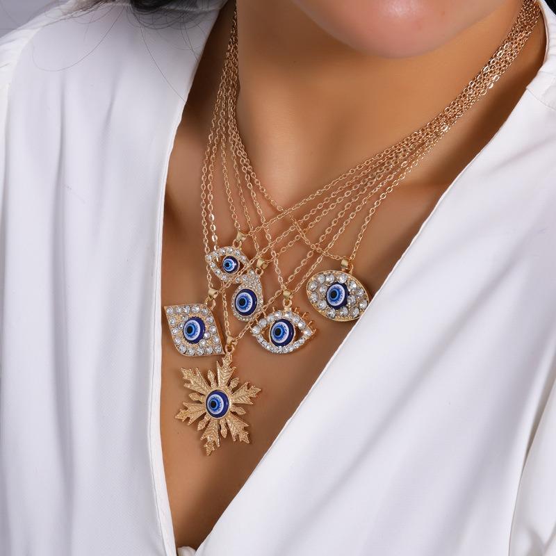 Stacked Devil's Eye Necklace Jewelry Pendant Multi-layer Women's Exaggerated Necklace Multi-layer Stacked Wear