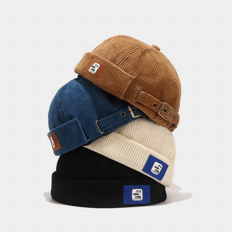 GEMVIE Unisex Corduroy Brimless Hat Adjustable Solid Color Hip Hop Hats for Men Women Dome Hats