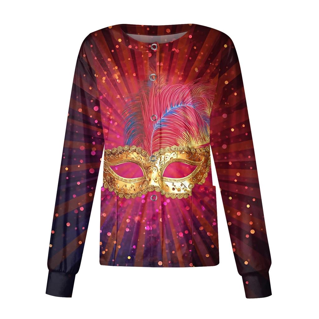 Women's Casual Long-sleeved Single-breasted Printed Protective Clothing Cardigan Top