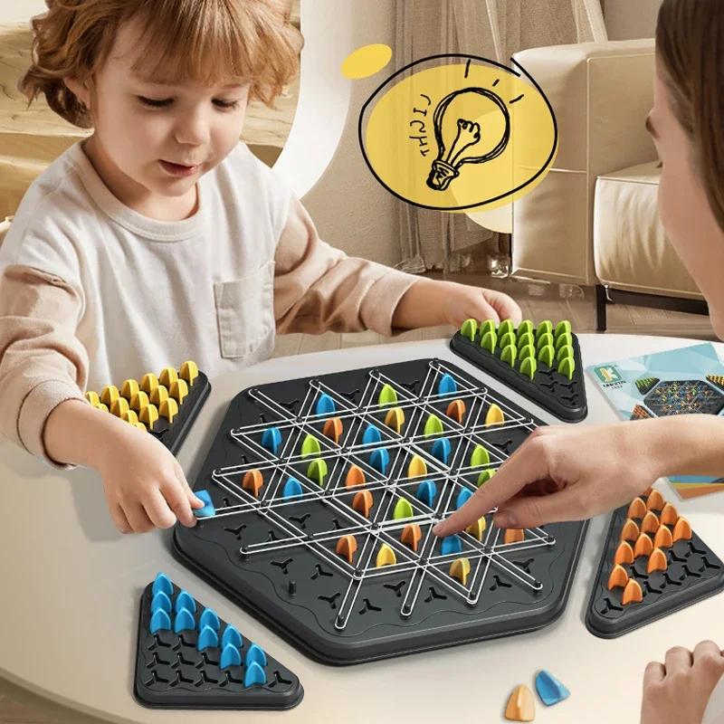 Chain Triangle Chess Game Triggle Rubber Band Game Educational Interactive Game Battle Set For Family Party Gift