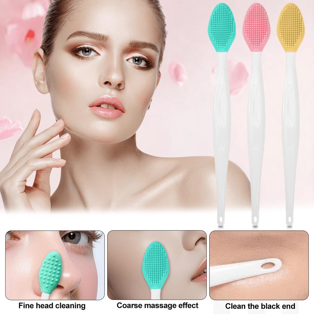 1PC Double-Sided Nose Brush, Face Wash Brush, Lip And Facial Cleaning Stick, Blackhead Cleansing Bru
