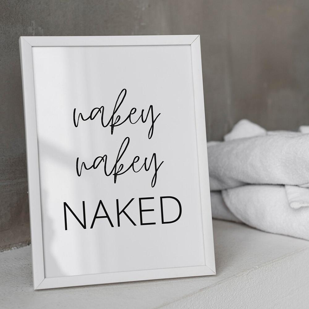 Black and White Modern Funny Nakey Naked Toilet Rules Quote Wall Art Canvas Painting Posters For Bathroom Room Home Decor