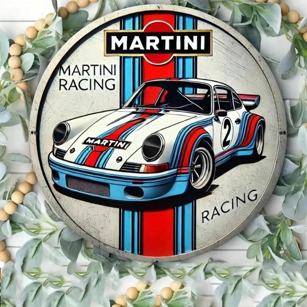 Vintage Metal Tin Sign Martini Racing Wall Decor Garage Bar Artwork