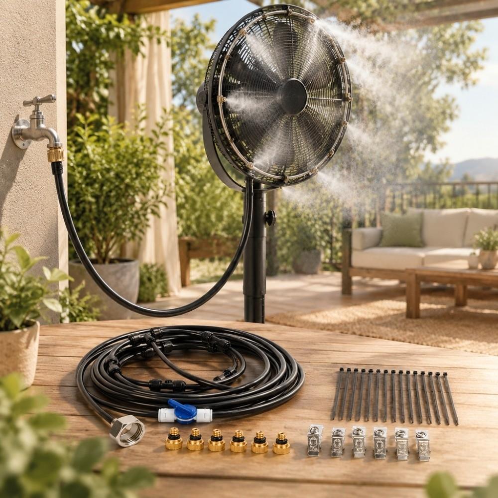 Black Misting Cooling System Plastic Water Mist Cooling System Durable Fan Misting Ring  For Garden