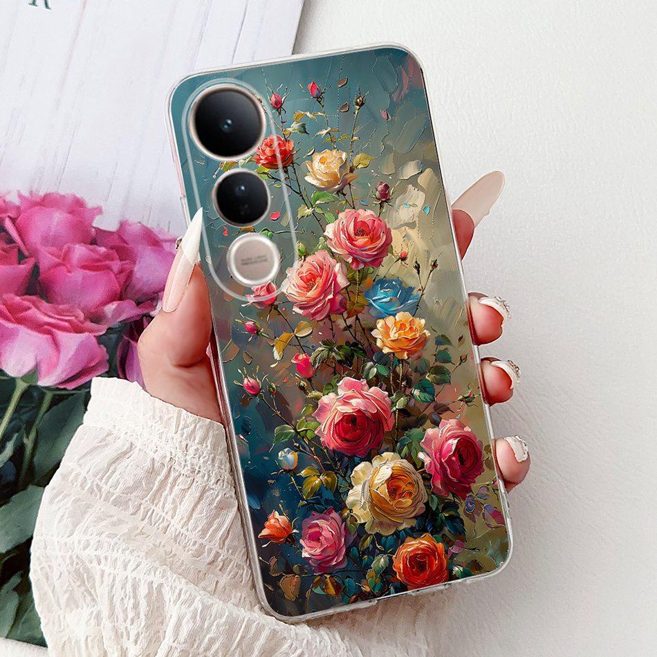 For Vivo V50 Lite V50 V2427 V2441 Elegant Floral Butterfly Phone Case For Vivo V50 V50lite 5G Soft Silicone TPU Cases