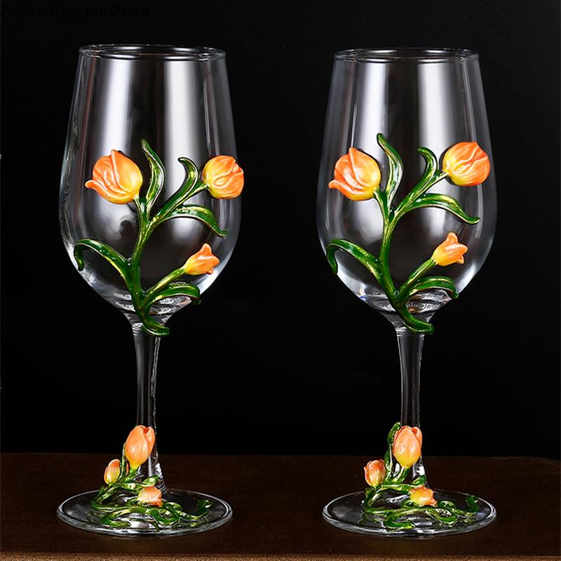 Kovové Skleněné Sklenice na Víno Sada Sklenice na Červené Víno Pohár Karafa Džbán Dávkovač Vína Křišťálové Sklo Sada na Víno Barové Sklo Nápojové Sklo Dárek