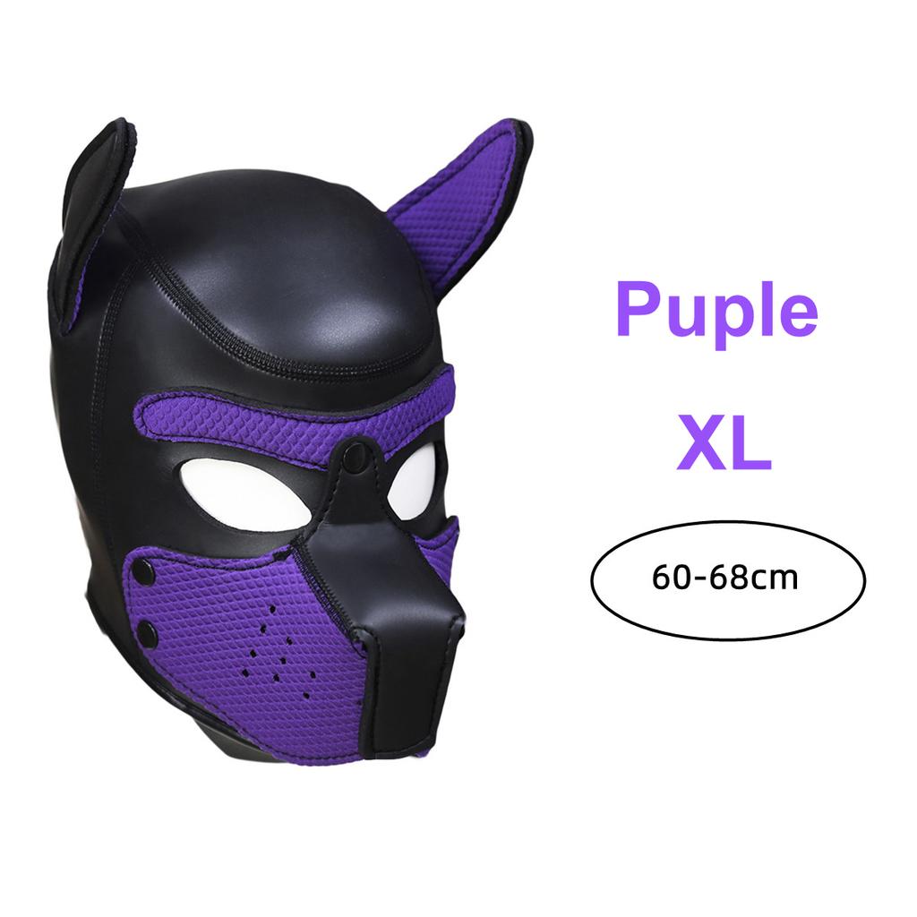 XL-Größe, brandneue, modische, gepolsterte Latex-Gummi-Rollenspiel-Hundemaske, Welpe, Cosplay, voller Kopf mit Ohren, 10 Farben, Leistung