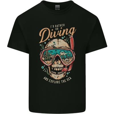 Id Rather Go Diving Scuba Diver Skull Kids T-shirt Boys Girls