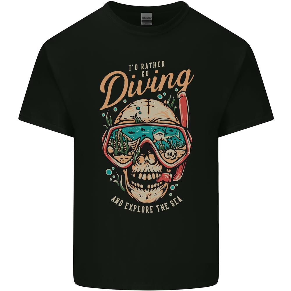 Id Rather Go Diving Scuba Diver Skull Kids T-shirt Boys Girls XXL