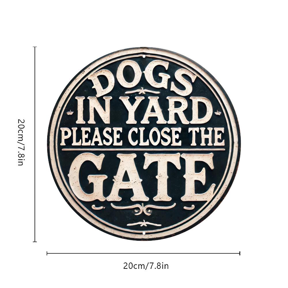

Винтажная табличка «Собака во дворе»: Пожалуйста, закройте дверь - 20 см/8 дюймов Алюминиевый настенный декор чёрный