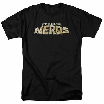 Revenge of the Nerds Camiseta con Logo para Hombre Licenciada Película de los 80 Booger Lewis Negro