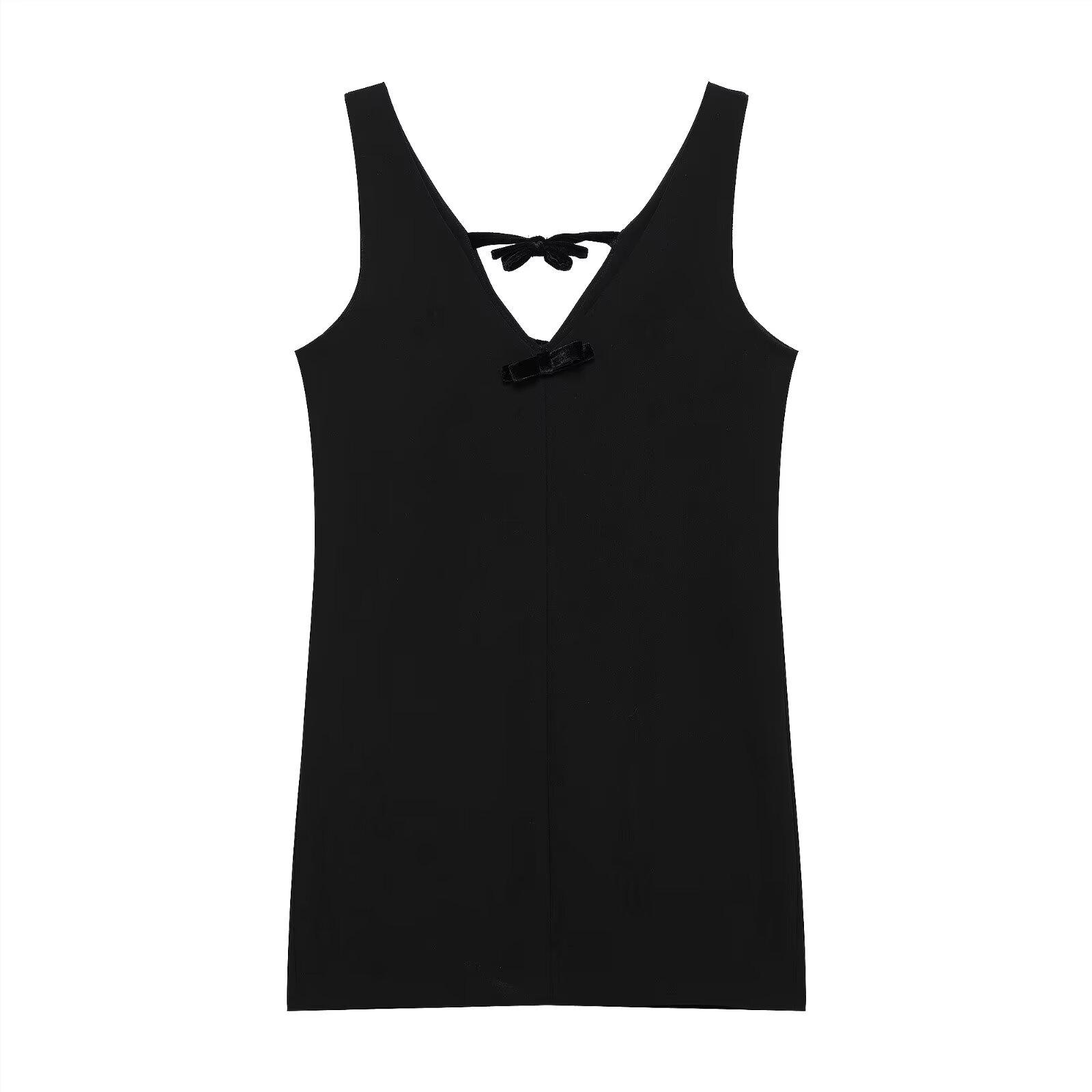 

2024 Winter European & American Style Women s Velvet Bow Short Dress XS