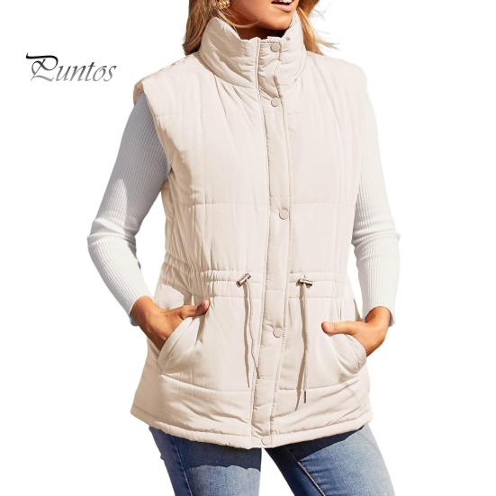 

Зимний женский жилет, пальто, утолщенный, с застежкой на пуговицы, воротник-стойка, без рукавов, однотонный, с завязками на талии, ветрозащитный, сохраняющий тепло, для улицы M бежевый