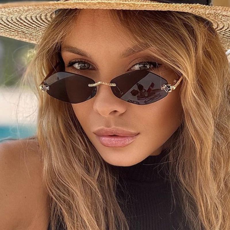 2024 Frameless Cut-Edge Rhombus Snake Sunglasses - Fashionable European & American Beach UV Protection Eyewear