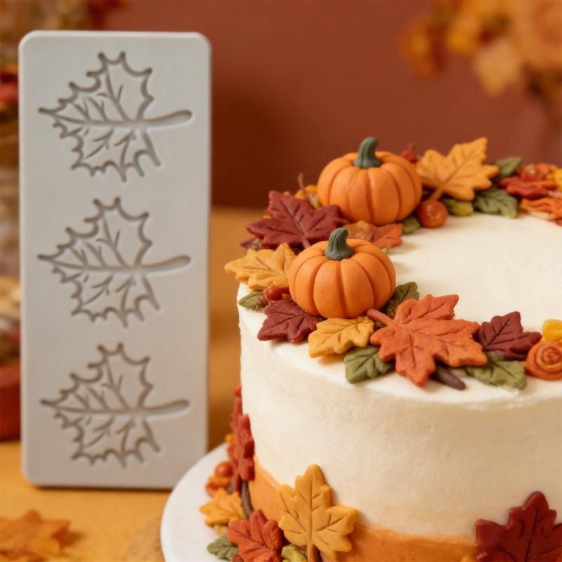 Silicone Baking Molds with Maple Leaf Shape for Creative Sugar Craft Cake Decorations for DIY Projects and Home Use