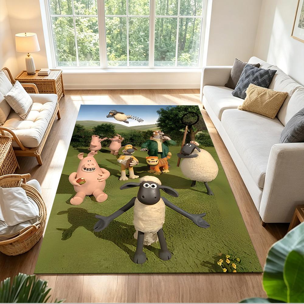 Shaun Sheep Washable Door Mat Durable Anti-slip Backing Non-slip Bottom Pet-friendly Living Room Elegant Luxury Rug Holiday Home Gift