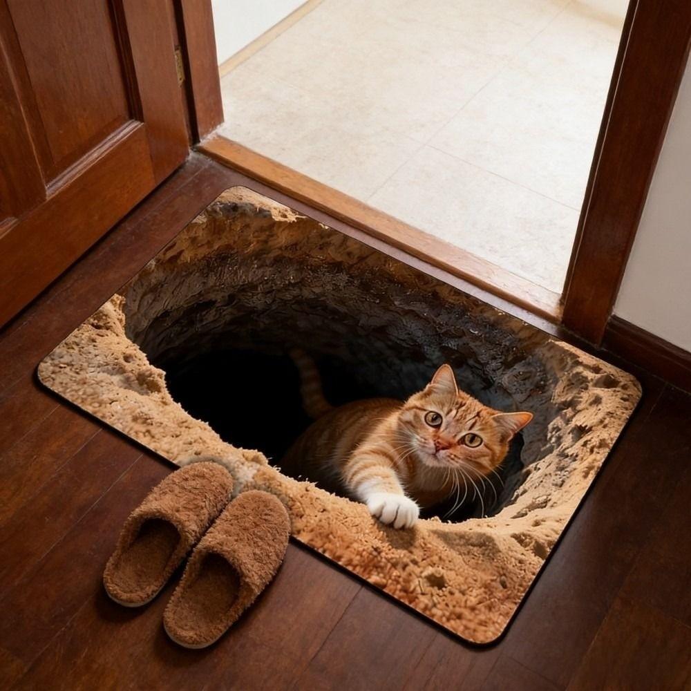 3D Flat Optical Illusion Doormat Non-slip Abrasion-resistant Bathroom Carpet Water-absorbing Durable Bedroom Door Rug Home