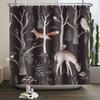 Rlsgjlkjk Forest Animals Shower Curtain Jungle Trees Plant Wildlife Bird Bear Fox Deer Modern Minimalist Bathroom Shower Curtain