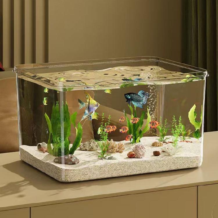 Klares Acryl Schreibtisch-Aquarium Bruchsicher Rahmenlos Wasser-Terrarien für Betta Garnelen Fische
