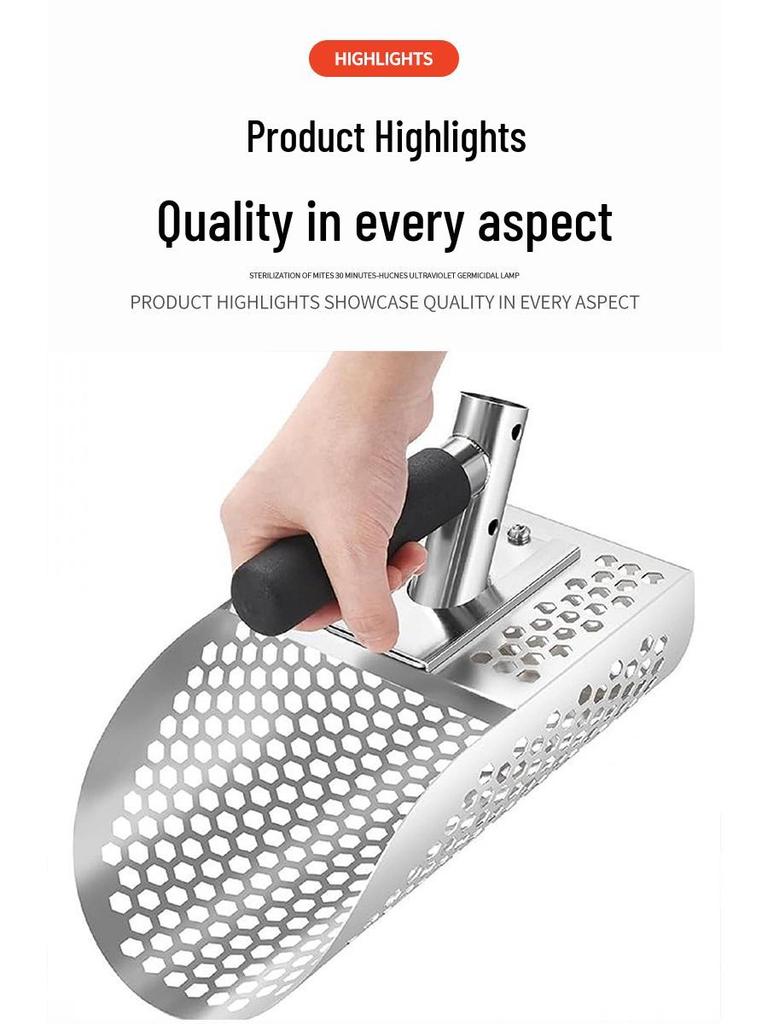 304 Stainless Steel Metal Detector Sand Shovel with Handle for Treasure Hunting and Gold Panning