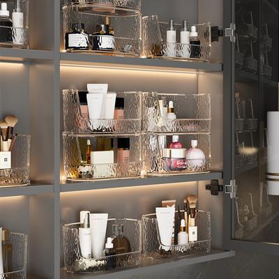 Veidrodinė spintelė, laikymo dėžutė, kosmetika, lūpdažis, galima krauti, lentyna, vonios kambarys, vonios kambarys, stalinis organizatorius, dėžutė, laikymo dėžutė