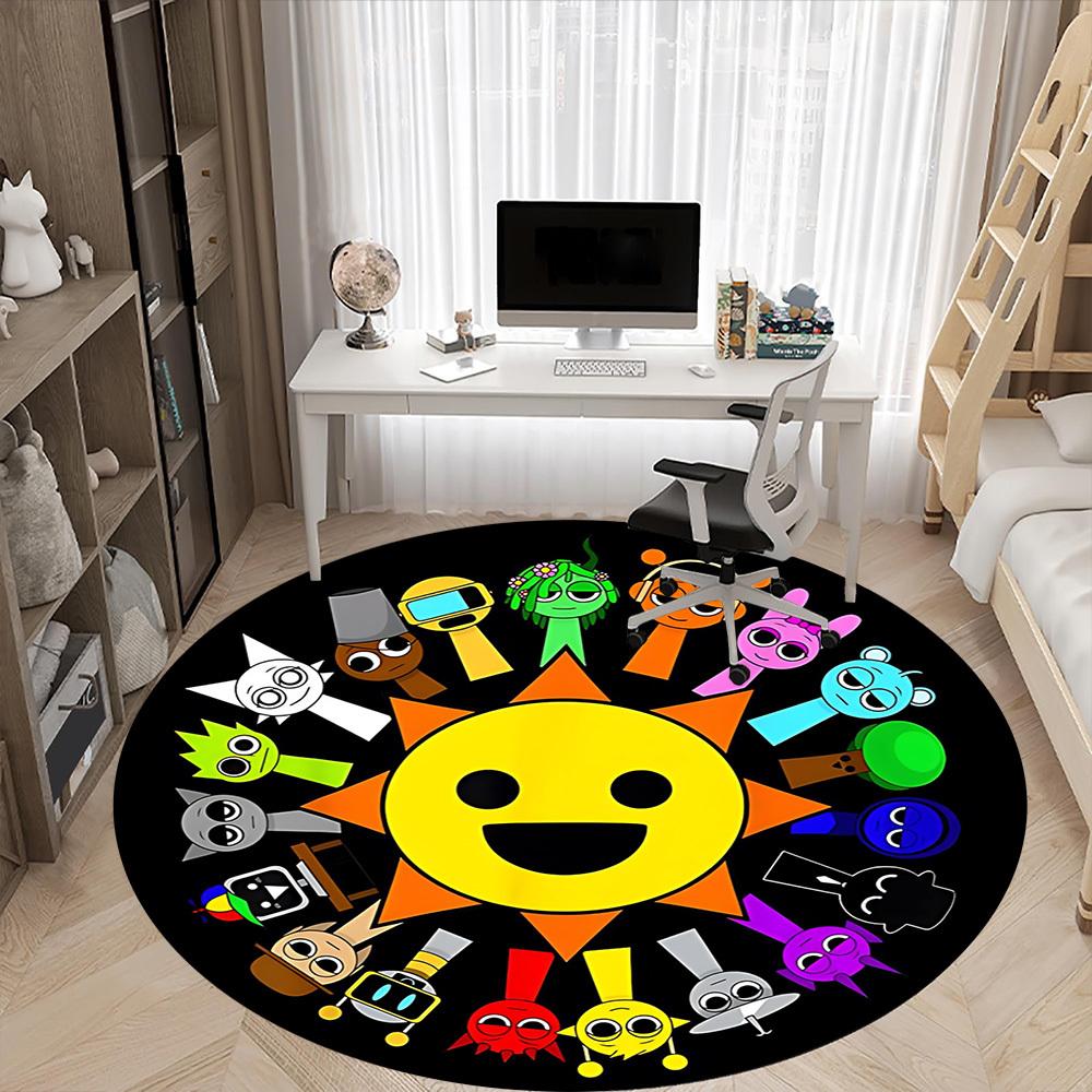 1PC Rainbow Friends Office Round Rug, Non-slip, Soft and Durable Office Rug for Interior Decoration, Perfect for Office, Beautiful Decoration