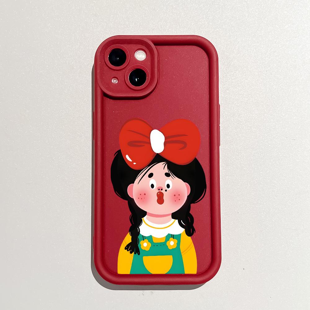 Soft Silicone Square Ladders Cartoon Pattern Full Cover Camera Protection Shockproof Case for iPhone Infinix Tecno Vivo