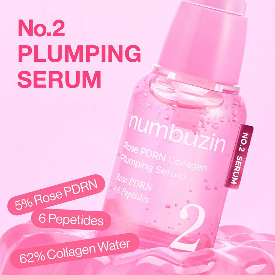 NUMBUZIN No.2 Rose PDRN Collagen Plumping Serum 30ml/ Brightening, Moisturizing, Korean Cosmetics, Kbeauty