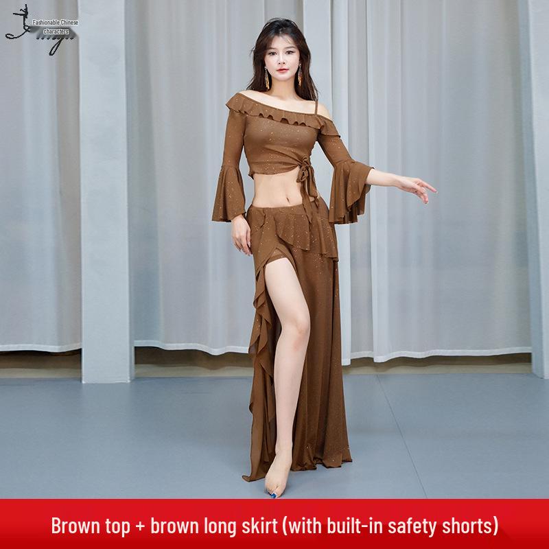 Huayu Belly Dance Costume: Mesh Sequins Dress Set for Women