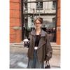 Women S Black Vintage Moto Lapel Pu Leather Jacket Coat