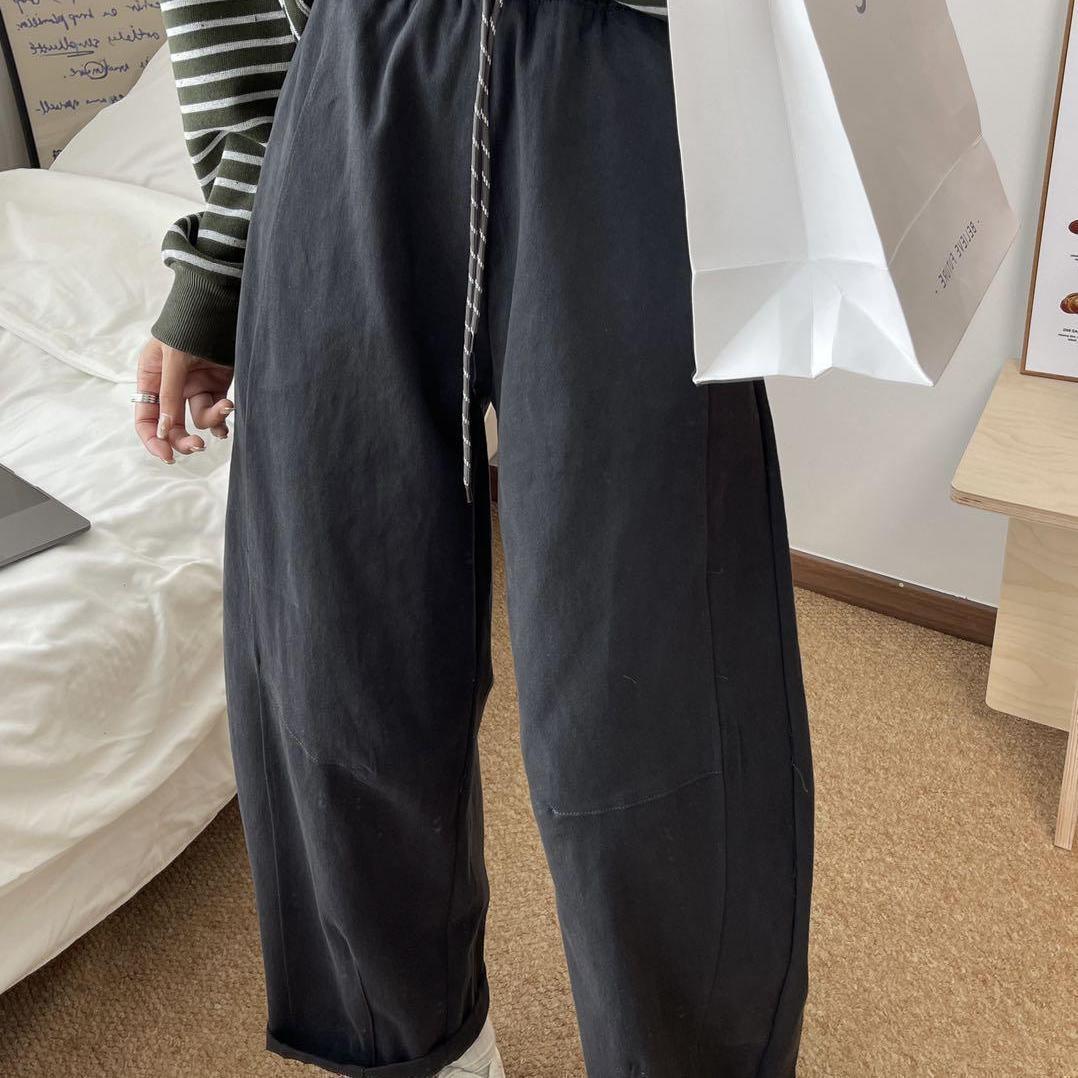 

Women s Petite Wide-Leg Dad and Harem Pants - Fleece and Thickened, Loose and Casual L for 126-145 lbs, Length 97 cm