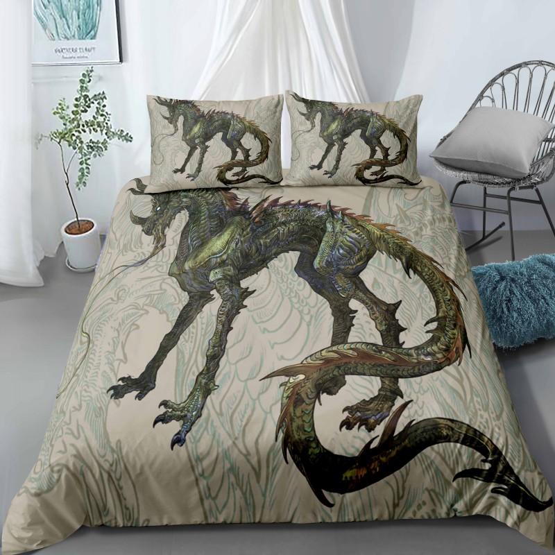 Dragon Duvet Cover King Queen Japanese Exotic Bedding Set Ancient Mythical Animal Comforter Cover 2/3pcs Polyester Quilt Cover