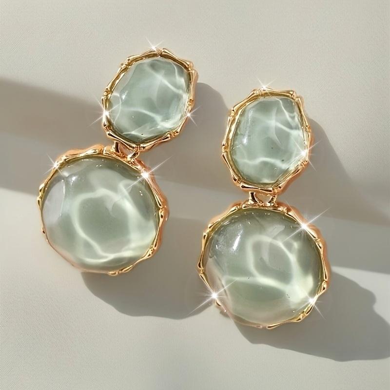 1 Pair Bohemian Geometric Oval Resin Drop Earrings, Vintage Elegant Women Daily Casual Prom Party Jewelry, Creative Gift for Her