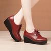 Fashion GKTINOO 2025 Wedges Women Shoe Spring Autumn Lace-Up High Heels Round Toe Leather Casual Ladies Platform Shoes Woman Size 33-43