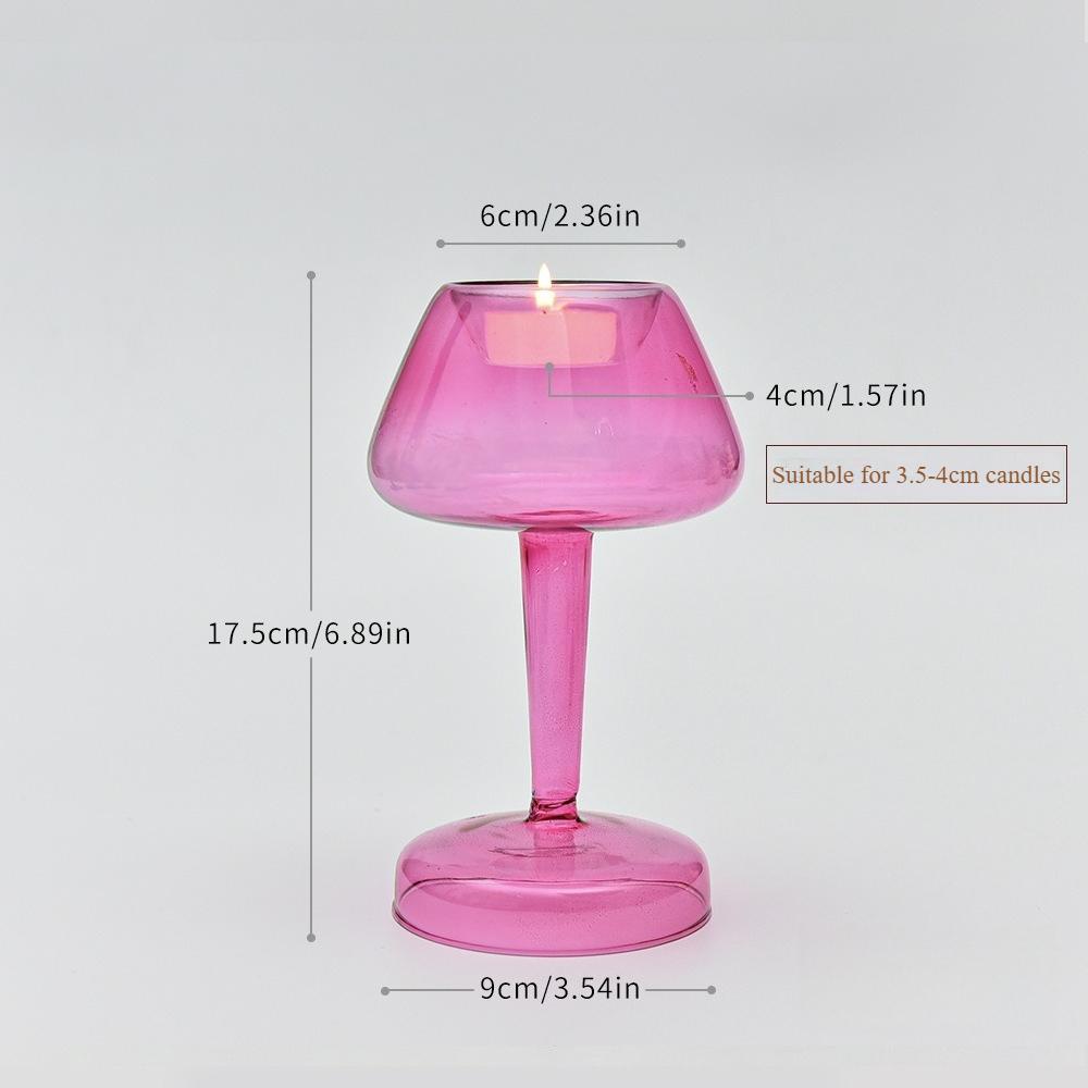 

European Colored Glass Candle Holder Creative Desk Lamp Shape Candle Holder Retro Living Room Dining Table Decoration Ornament фиолетовый