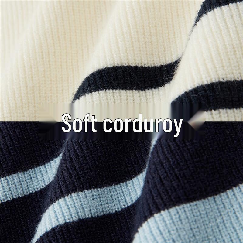 GIORDANO Women's Retro Striped Knit Sweater with Shoulder Buttons