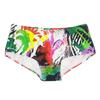 Herren tropische Kokospalme Farbe Tinte gedruckte kleine flache gewinkelte Badehose eng anliegend Mode Nylon Strand Vier-Ecken
