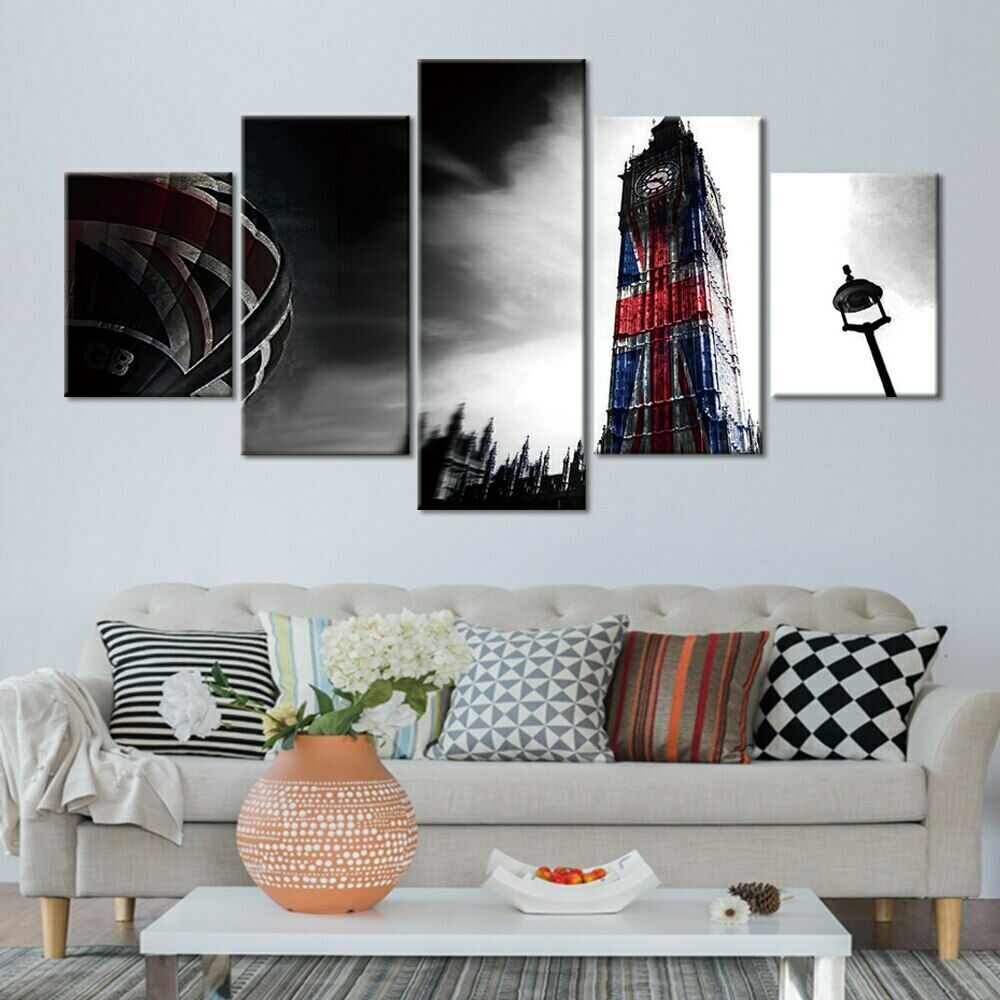 

5 шт. Лондон Биг Бен Британский декор холст картина настенное искусство HD печать декор комнаты плакат современные картины домашний декор абстрактный