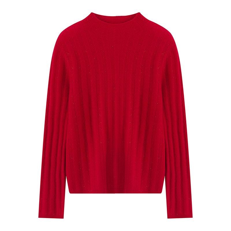 Lekasha Women's Cashmere Half-High Neck Slim-Fit Pullover Sweater for Fall/Winter