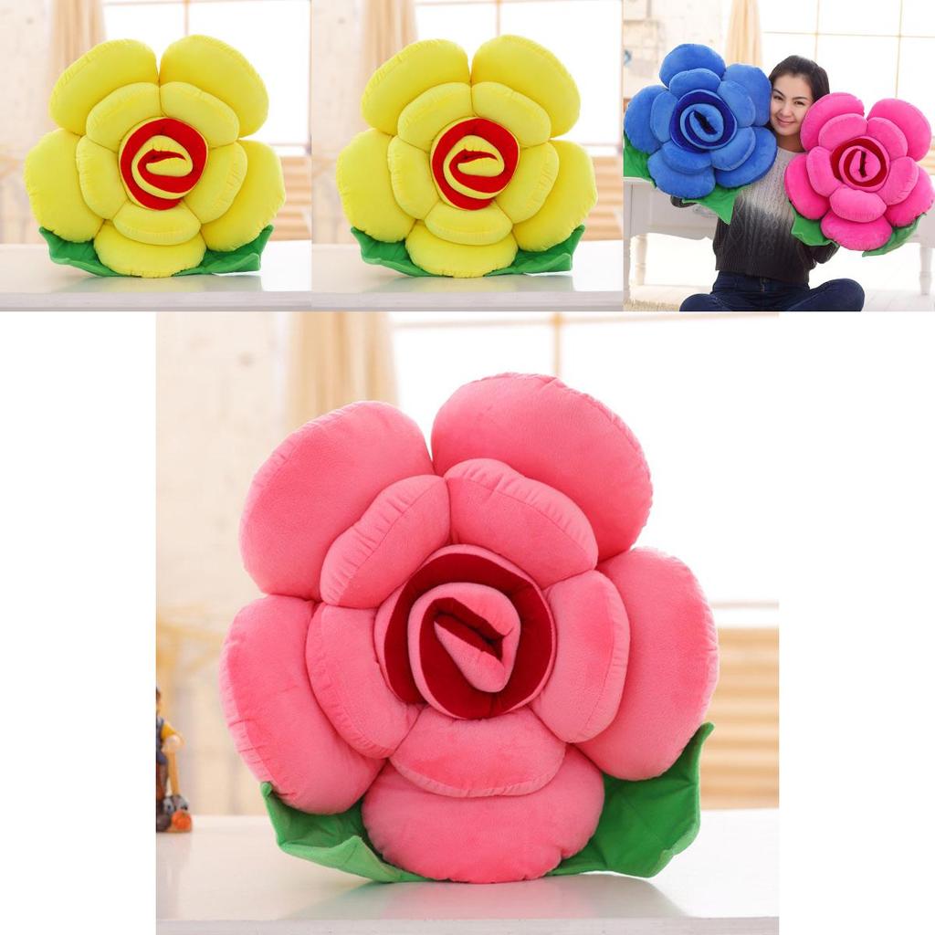 Bright Colors Rose Shape Flower Pillows Cushion Lumbar Decor For Sofa Bed And Chair