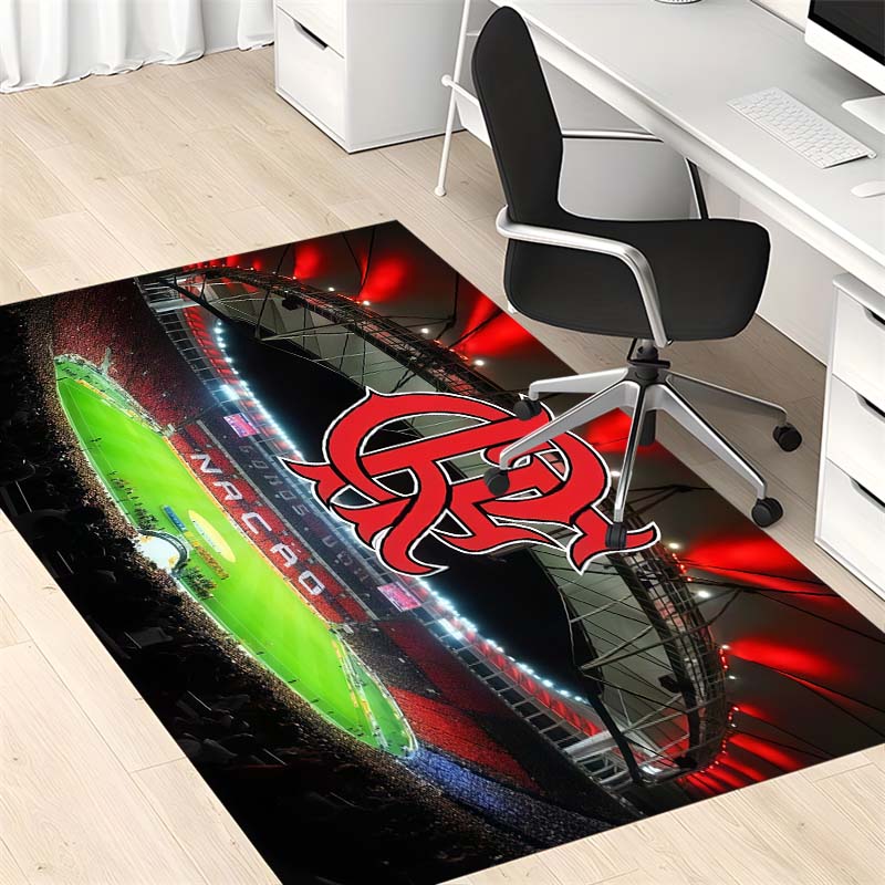 Football Stadium Club Badge Print Area Rug Non‑Slip Floor Mat Living Room Bedroom Fan Decor
